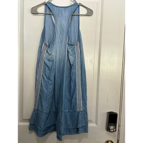 BELLA DAHL Women's Blue Sleeveless Racer Back Stripe Trim Mini Dress Size Small - Picture 7 of 11